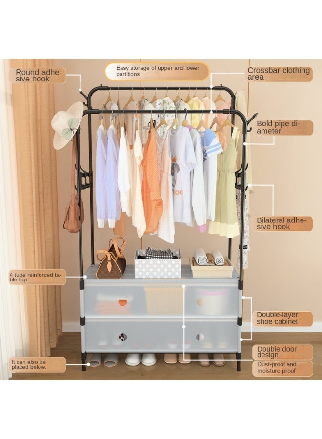 Clothes Organizer and Holder Metal Stand with 2 Drawers - Image 2